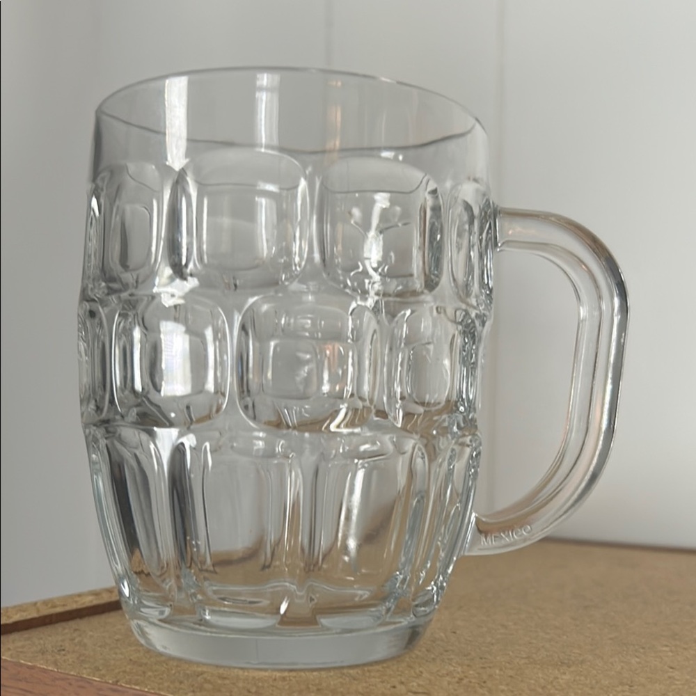 Clear Textured Beer Mug with Sturdy Handle